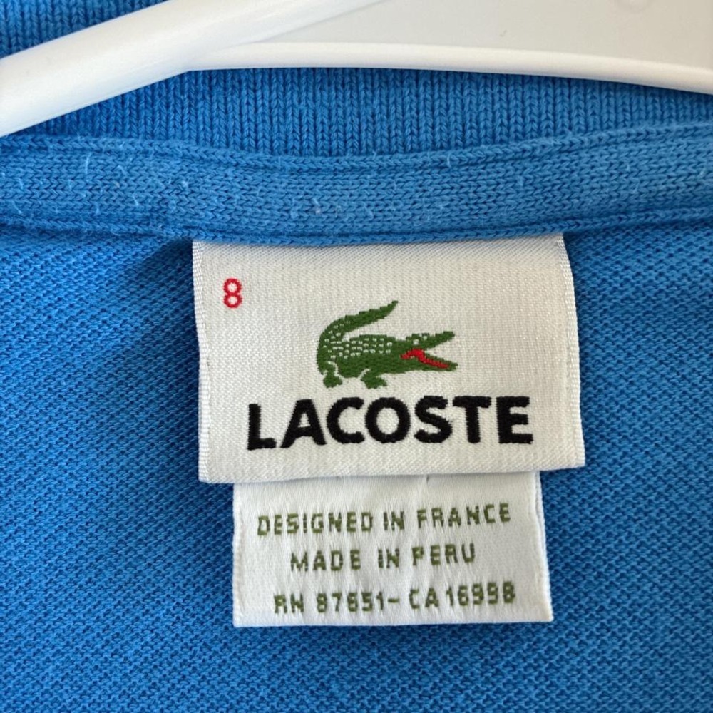 Blue Lacoste polo shirt size 6 fits like a men's Lg - Picture 3 of 5
